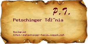 Petschinger Ténia névjegykártya